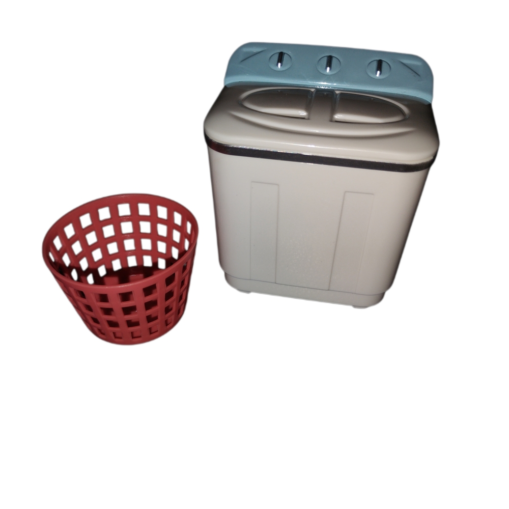 Compact White Mini Washing Machine with Red Basket - Picture 3 of 4